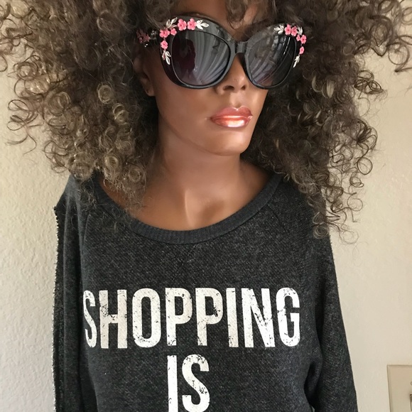 SHOPPING is my CARDIO Split SLEEVE SWEATSHIRT M - Picture 8 of 16